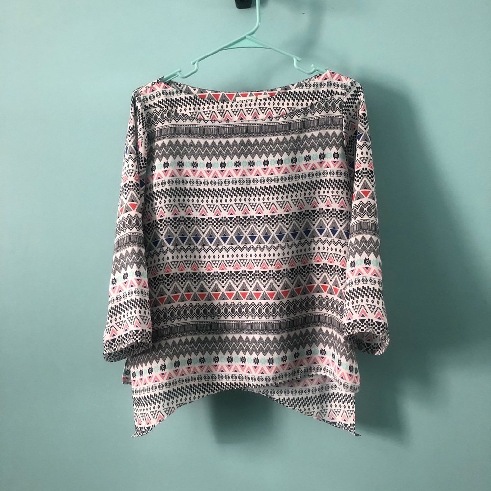 Cato Angled Striped Geometric Blouse
